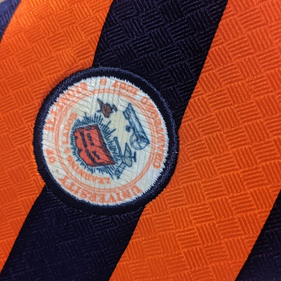 Vintage University of Illinois Silk Tie Stripes Logo Orange Blue Adult Illini - Picture 2 of 7